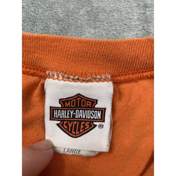 Harley-Davidson Orange Sleeveless Tee Men's Large "Life Begins When You Get One" - Picture 3 of 12